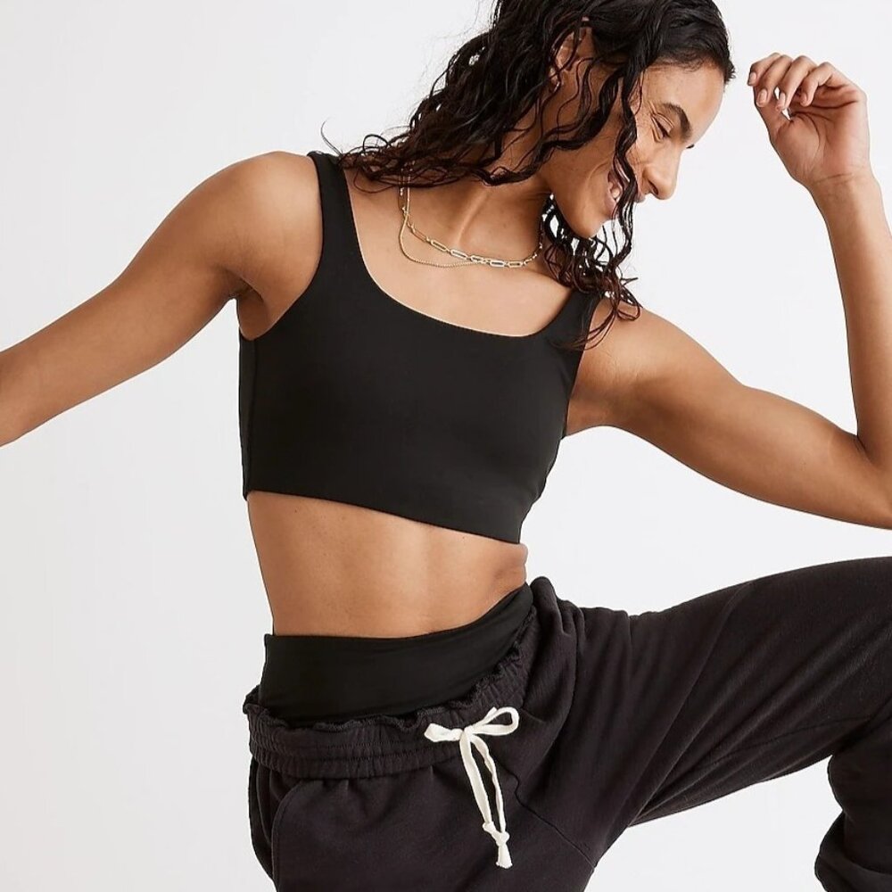 Madewell Sz XS True Black Flex Square-Neck Sports Bra
